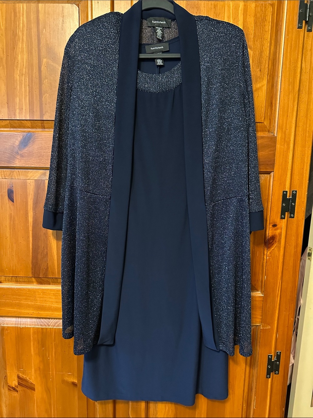 R & M Richards Navy Blue Sparkle Two-Piece Dress Set